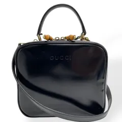 GUCCI  バニティバッグ   GG金具   エナメル  希少 GUCCI グッチ ロゴ バンブー エナメルレザー バニティバッグ