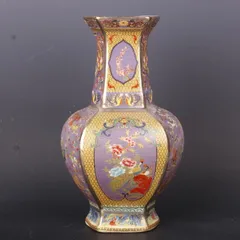 清乾隆蒔金琺瑯彩万花柄六方花瓶 陶磁器 装飾品 現代工芸品美術品 置物 清乾隆蒔金琺瑯彩万花柄六方花瓶 陶磁器 装飾品 現代工芸