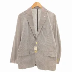 ユニクロ UNIQLO タグ付き テーラードジャケット ブレザー ヒッコリー ストライプ 2B L 白 ホワイト 紺 ネイビー /FF 1111