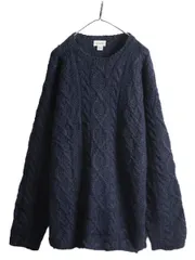 【お得なクーポン配布中!】 00s 手編み J CREW フィッシャーマン ハンドニット セーター メンズ XL 00年代 オールド ジェイクルー ウール ケーブル アランセーター 紺