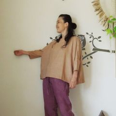 asana HEMP100% テロテロ カットソー●草木染めライトツリー