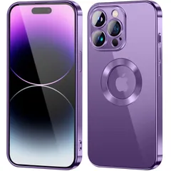 iPhone 14 Pro Max用クリアケース | ソフトTPU 電気メッキ iPhone 14 Pro Max用 | 落下テスト済み 保護 フルボディカバー 携帯電話ケース カメラカバー付き iPhone 14 Pro Max用 (パープル) [パープル]