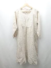 ◇ ⊂ SM2 サマンサ モスモス 麻混合 長袖 ロング ワンピース サイズM ベージュ系 レディース E  【1503310012279】