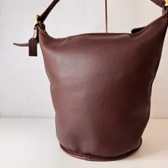 ✨Cランク   COACH　old coach　ショルダーバッグ　bag　USA製　バケツ型　レザー　Vintage　ブラウン　ユニセックス　9085　「15EL」