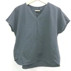 ◇ ⊂ UNITED ARROWS ユナイテッドアローズ 無地柄 半袖 スキッパーカットソー サイズ表記なし ブラック系 レディース E  【1508060024824】