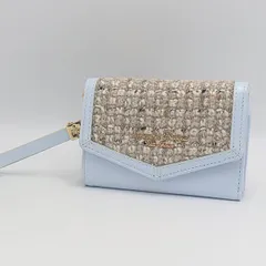 サマンサタバサ 折財布 プチチョイス ゴールド金具 ストーン付 ライトブルー レディース折財布 2000000 NSK MTM