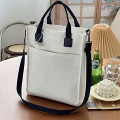 ☆ A×オフホワイト×ネイビー ☆ トートバッグ 縦 ショルダーバッグ トートバッグ A4 ショルダー ショルダーバッグ トート レディース メンズ バッグ 大容量 縦型 肩掛け キャンバスバッグ バック ショルダーバック トートバック 手提げ 通勤 通学