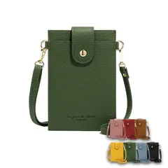 スマホショルダー バッグ レディース ショルダーバッグ ポーチ シンプル 縦型 スマホポシェット 斜め掛け 紐付き  ⚫︎green⚫︎ /全国送料無料/ /在庫少量/ /追跡で安心お届け/ ♣