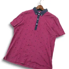 LANVIN en Bleu ランバン オン ブルー 春夏  襟切替★ ボーダー 水玉 半袖 ボタンダウン ポロシャツ Sz.50　メンズ 日本製のサムネイル