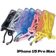 iPhone 15 Pro Max ジャケット 背面 カードホルダー 光沢 TPU ジェル ソフト 透明 クリアタイプ クロスボディ 斜め掛け ショルダー ななめがけ 首掛け クリアタイプ ケース カバー