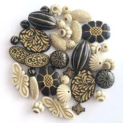 【30g/ペアで入ります】 ビーズ ゴールドライン 【 アンティーク系ビーズ 】 ハンドメイドアクセサリー 初心者 アクリルビーズ アクセサリー ビーズアソートパッグ エスニック ゴールド アンティー