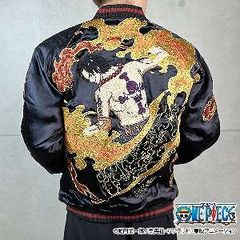 ONE PIECE刺繍スカジャン　エース×シロヒゲ　リバーシブル　　XL　黒 　Embroidered jumper(SUKAJYAN)