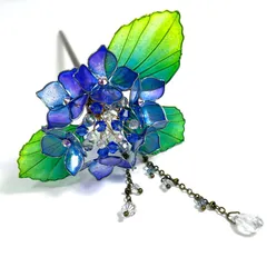 ミニがく紫陽花のかんざし【ダーカーブルー×濃いパープル】