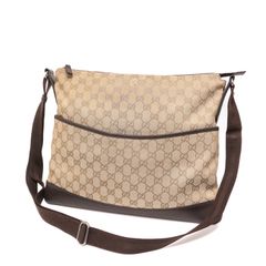 グッチ 374411 GGキャンバス ショルダーバッグ メッセンジャーバッグ GGキャンバス キャンバス レザー 本革 茶 ブラウン brown GUCCI