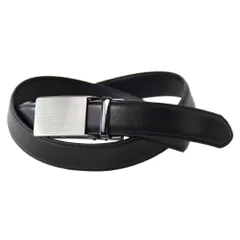 オートロックベルト《3メタルブラック無地》 新品 未使用牛革 本革 レザー 穴なし カット可能 ビジネスベルト 【C7T】【メール便3】 ファッション