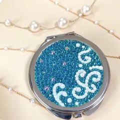 唐草模様のコンパクトミラー/手鏡/おしゃれ雑貨/スワロフスキー/キラキラ