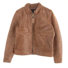 VANSON バンソン ENF OCTAGON エンフィールド オクタゴン 襟付き シングルライダース レザージャケット ブラウン系 42【中古】