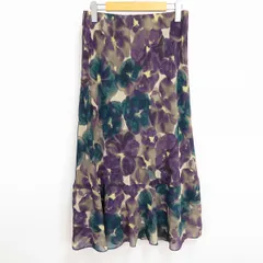 #a ローラアシュレイ LAURA ASHLEY ロング スカート 11号 紫 緑 ベージュ 花柄 総柄 レディース 941257 k01