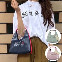 ☆2025春夏物モデル☆MARNI KIDS マルニ キッズ ハンドバッグ バイカラー ロゴ刺繍 M01478 M00TK エコレザー レディース ガールズ ★大人もOK★選べる3カラー★