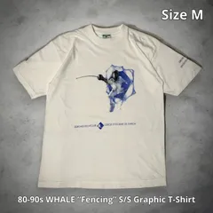 80-90s WHALE “Fencing” S/S Graphic T-Shirt ホエール フェンシング グラフィックTシャツ 半袖 ホワイト Mサイズ 騙し絵 トロンプルイユ チューリッヒ・フェンシングクラブ AUDI スポーツ