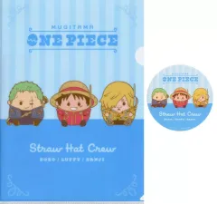 【中古】グッズセット ルフィ＆ゾロ＆サンジ(麦たま/ブルー) 麦わらストアコラボ A4クリアファイル＆ステッカーセット 「一番くじ ワンピース 未来島エッグヘッド～きみへの想い～」 I賞