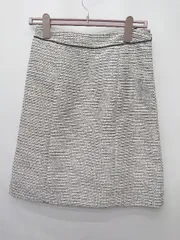 ◇ ◎●未使用●Θ SHOO・LA・RUE タグ付き　ツイード 膝丈 台形 スカート サイズM ブラック　ホワイト レディース P  【1410230005307】