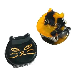 【特価セール】べっ甲・黒/クリップ 三毛猫 2つセット 黒猫 ヘアクリップ ねこ 猫 ピン moin アクセサリー moin 2106brch9