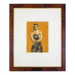 梅原龍三郎、【裸婦鏡】、希少な大判額装用画集より、美品、日本人画家