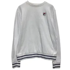 FILA ロゴスウェット トレーナー S 程 ホワイト フィラ スポーツ プルオーバー ワンポイント 古着卸 アメリカ仕入 a701-6727