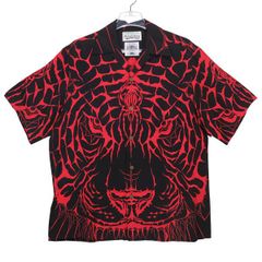WACKO MARIA ワコマリア x WOLF'S HEAD ウルフズヘッド S/S HAWAIIAN SHIRT ショートスリーブ ハワイアン シャツ レッド ブラック アロハシャツ タイガー スパイダー 虎 蜘蛛 半袖 サイズS augk