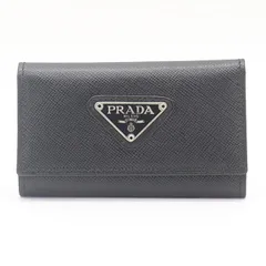 良品 プラダ レザー 6連キーケース シルバー金具 ブラック メンズ/レディース 2000000 NSK INH