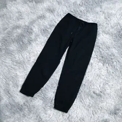 【美品】GU  イージーパンツ  デニム  ウエストゴム  裏起毛  (M)  カジュアル  ストリート  メンズ  黒系  ブラック【送料雨料】