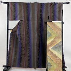 袋帯 美品 秀品 やまと 扇面 草花 箔 ベージュ 六通 正絹 【中古