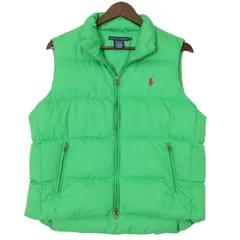RALPH LAUREN ラルフローレン ダウンベスト ワンポイントロゴ グリーン (レディース M) 中古 古着 A2419