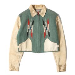 U.S.VINTAGE ジャケット / 30s-40s CHIMAYO JACKET チマヨジャケット デコタトロウ サテンジップ ネイティブ ジャケット / グリーン ベージュ / 30年代 40年代 / ヴィンテージ 古着 / アウター【中古】