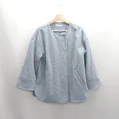 ◇ ⊇ natural couture ナチュラルクチュール ノーカラー 長袖 コート サイズF ライトブルー レディース E  【1503060049570】