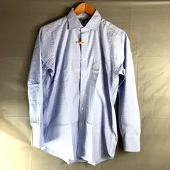 ユニクロ UNIQLO シャツ Yシャツ チェック コットン100％ ホワイト系 ブルー系 Mサイズ 2025091000126のサムネイル