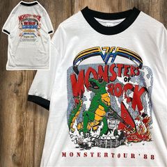 BJJR リンガー Tシャツ ビンテージ 古着 白 黒 ヴァンヘイレン VAN HALEN バンヘイレン モンスター ツアー ライブ バンド Lサイズ 2503  2980 p10