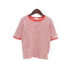 フリークスストア FREAKS STORE ニット カットソー ボーダー 五分袖 オレンジ 白 ホワイト /YK