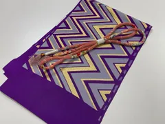 帯揚げ帯締めセット【10062857-2】新品 紫　帯揚げ絹 帯じめ 丸ぐけ　レトロ着物に合う