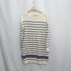 ◇ ⊇ BEAMS HEART ボーダー柄 ニット 長袖 ひざ丈 ワンピース サイズ表記なし アイボリー グレー レディース E  【1503060010891】