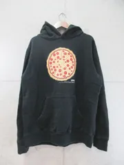 X-LARGE エクストララージ パーカー フード付き バックプリント ピザ柄 ブラック Mサイズ 0134201