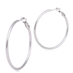 【幅2mm 外径40mm 色：シルバー 1ペア】[Adelina Style] サージカルステンレス フープピアス 大きめ 人気 リングピアス レディースピアス 金属アレルギー対応 プレゼント 両耳用 イヤリング