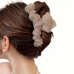 【在庫セール】バンスクリップ 大きめ 髪留め 髪留め シフォン プリンセスヘアピン 髪ドメクリップ 人気 大きめし 上品 可愛い シンプル おしゃれ ヘアクリップ ヘアアクセサリー クリップ しっかり 濃密な髪も使用可能 髪飾り韓国風 AUTAKI おしゃれ