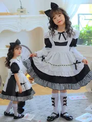 ハロウィン 子供 キッズ 女の子 衣装 コスプレ メイド服 ロリータワンピース ワンピース 蝶結ぶ かわいい ドレスコスチューム コスプレ衣装 演出服 子供用 ワンピース エプロン 仮装 クリスマス プレゼント NS0U414