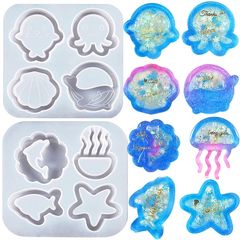 【特価セール】シャカシャカ クラゲ 貝殻 星 UVレジン シリコン型 モールド 種類流砂型シェイカーモールド DIY 手作りキーホルダー シリコンモールド8 イヤリング ペンダント レジン型 アクセサリー モールド