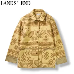 【美品】 【希少】 80sヴィンテージ USA製 ランズエンド LANDS' END ネイティブ柄 ウール ラグジャケット コート アウター アメカジ M ベージュ メンズ レディース ユニセックス 男女兼用