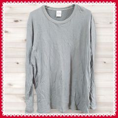 F0079 ユニクロ UNIQLO Tシャツ 長袖 ロンT (LL XL) 無地 グレー