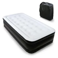 【新品】ダイヤル式 エアーベッド シングル Be-20268 マリン商事 ホワイト×ブラック エアマット 耐荷重 100kg 厚い 簡易ベッド 電動エアベッド シングルベッド お泊まり お客様用 収納袋付き 来客用 キャンプ 災害 防災グッズ