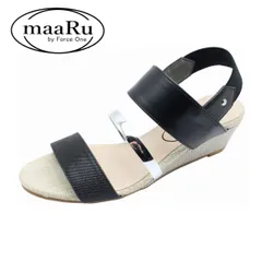 maaRu マアル レディース サンダル 4600 ブラック ウェッジ ストラップ 歩きやすい 靴